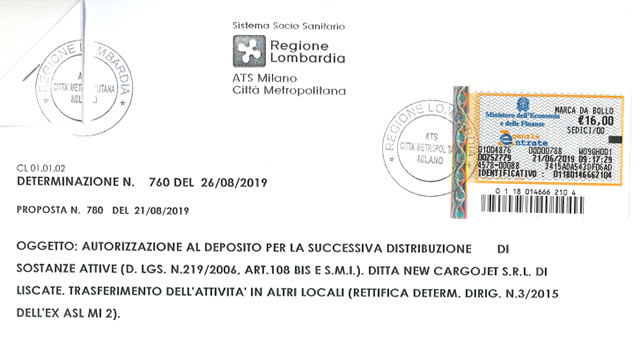 Deposito sostanze attive